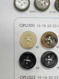 OPU300 زر بأربع فتحات مع حافة، مصنوع من راتنج اليوريا[أزرار] DAIYA BUTTON صور إضافية