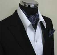 MS-301 طقم وشاح وربطة عنق ومنديل جيب، بنقشة منقطة، أزرق كحلي[مستلزمات رسمية] Yamamoto(EXCY) صور إضافية