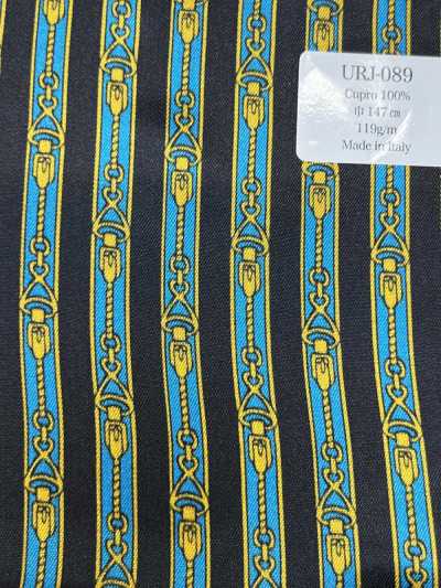 URJ-089 بطانة مطبوعة من Cupro بنسبة 100%، مصنوعة في إيطاليا، Zipper Blue