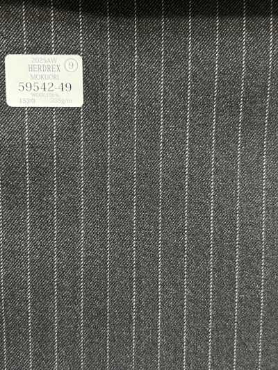 59542-49 26AW HERDREX [MOKUORI] Mokuri رمادي مخطط بخطوط رفيعة من صوف مزيل للروائح