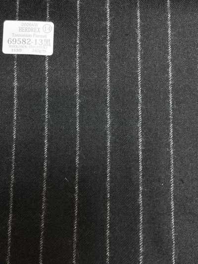 69582-13 26AW HERDREX [Tasmanian Flannel] حرير وصوف مخطط أسود