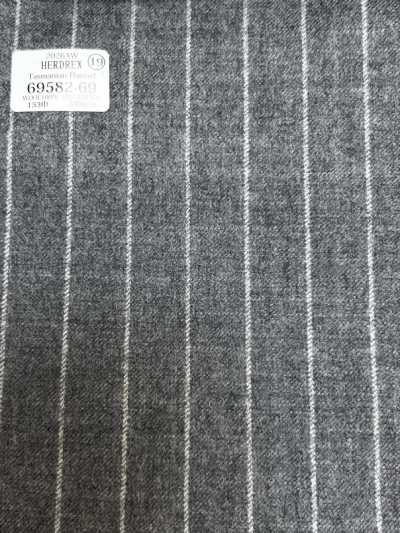 69582-69 26AW HERDREX [Tasmanian Flannel] خطوط رمادية فاتحة من الحرير والصوف