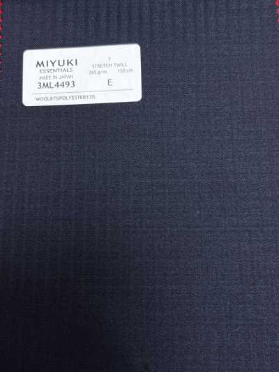 3ML4493 26AW MIYUKI نسيج ESSENTIALS تويل مطاطي مخطط كحلي
