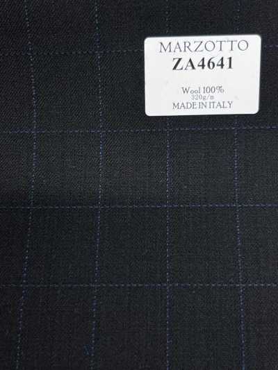 ZA4641 MARZOTTO Super110's نقش مربعات مطرزة أسود × أزرق