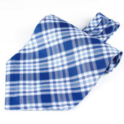 RAS-02 ربطة أسكوت، مربعات زرقاء، مصنوعة من Ring Heart Fabric